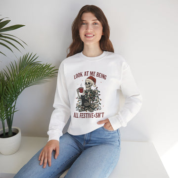 Funny Christmas, Snarky Skeleton  Sweatshirt Unisex Christmas, Holiday Gift, Cozy Layer, Halloween Apparel, Funny Christmas Sweatshirt