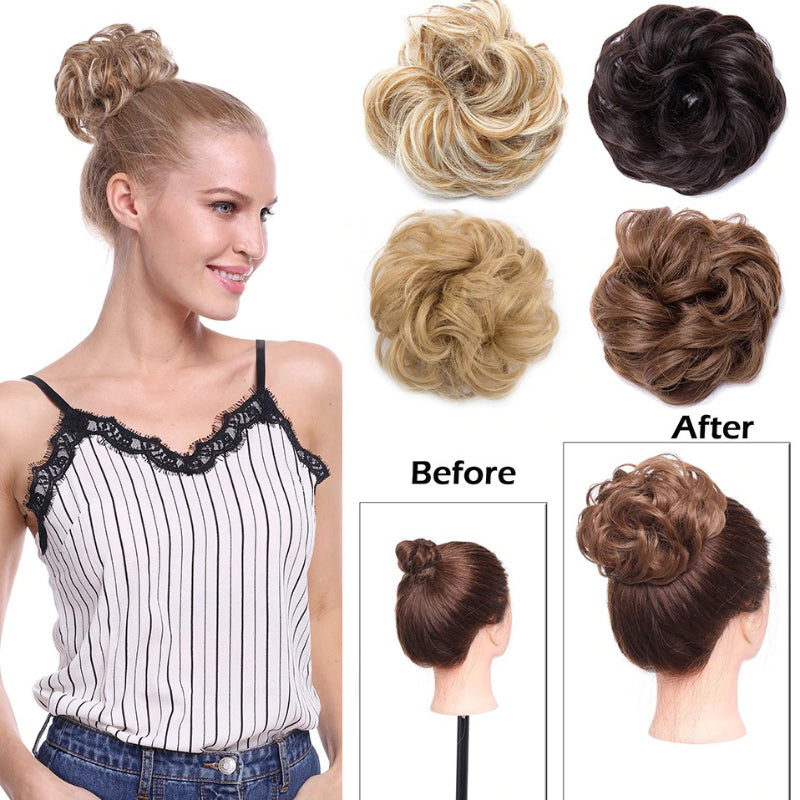 Cleo Women's Ponytail Extensions | Curly Messy Bun Style 2