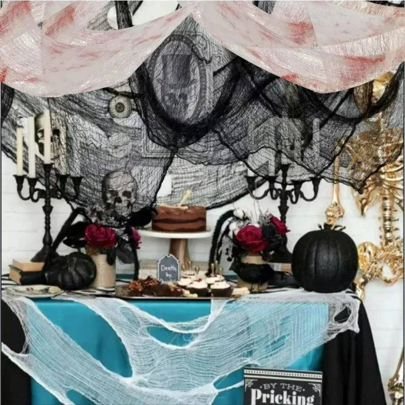 Creepy Halloween Gauze Cloth | Spooky Blood Design for Outdoor Decorations 2