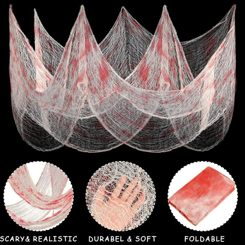 Creepy Halloween Gauze Cloth | Spooky Blood Design for Outdoor Decorations 4