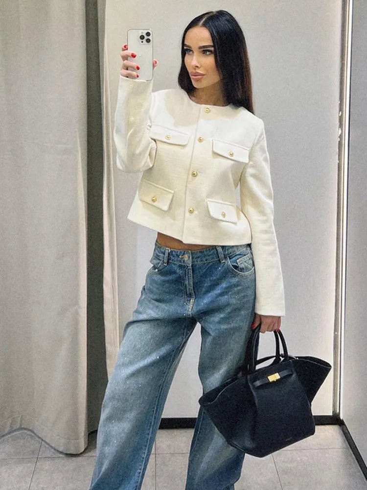 Evelyn Women's Black Blazer | Tailored Tweed Elegance 3