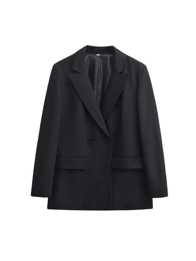 Faye Women's Black Blazer | Reversible Collar, Smooth Fabric 3