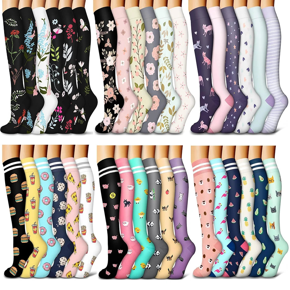 Flora Unisex Compression Stockings | Floral Design, Moderate Support 0