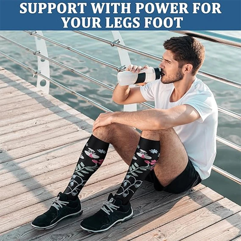 Flora Unisex Compression Stockings | Floral Design, Moderate Support 1