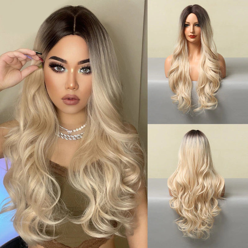 Gina Women's Wavy Ombre Wig | Purple Gray Blend 20