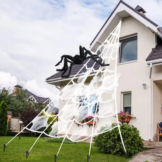 Halloweena Large Spider Web Decoration | Plush 5m Outdoor and Indoor Halloween Decoration 0