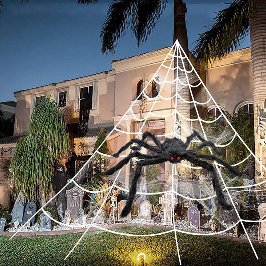 Halloweena Large Spider Web Decoration | Plush 5m Outdoor and Indoor Halloween Decoration 1