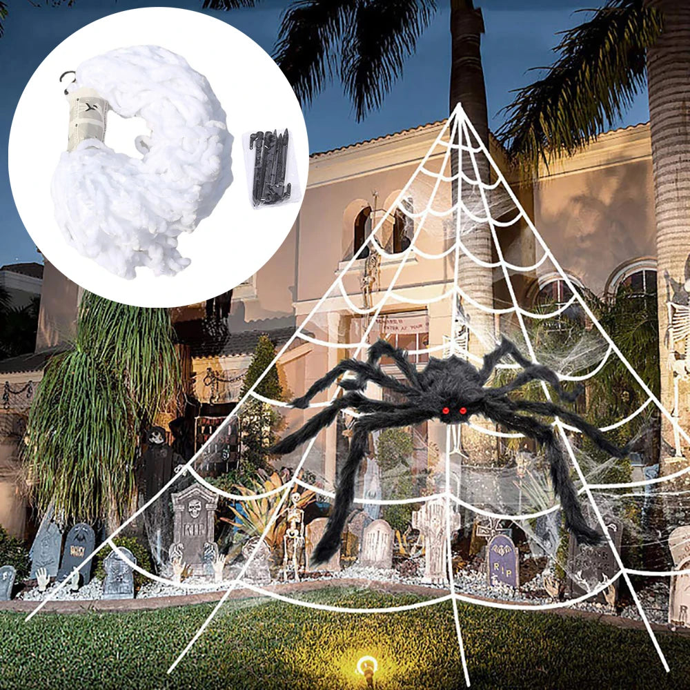 Halloweena Large Spider Web Decoration | Plush 5m Outdoor and Indoor Halloween Decoration 7