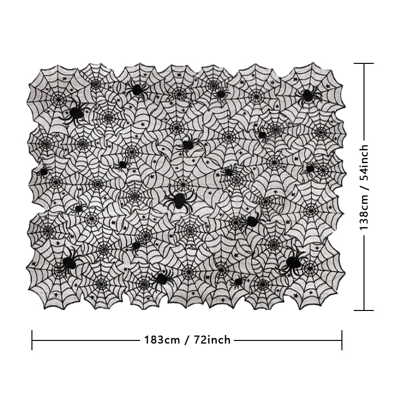 Halloweena Rectangular Tablecloth | Lace, Spider Web Skull Pattern 6