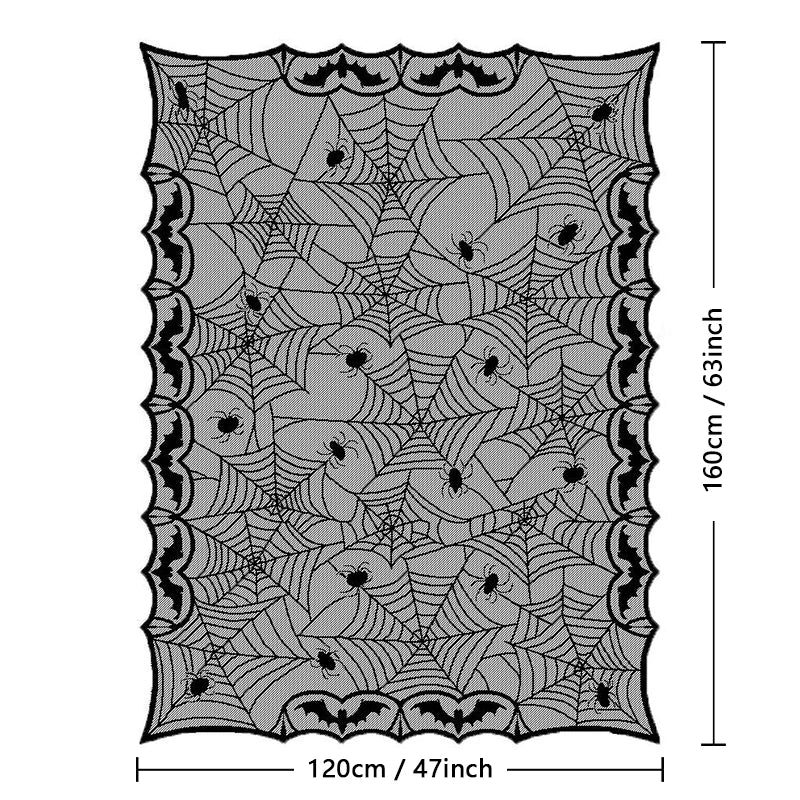 Halloweena Rectangular Tablecloth | Lace, Spider Web Skull Pattern 8