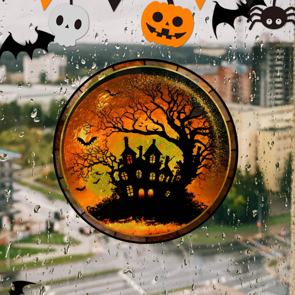 Haunted Cat Glass Stickers | Removable PVC, Halloween Decor 3
