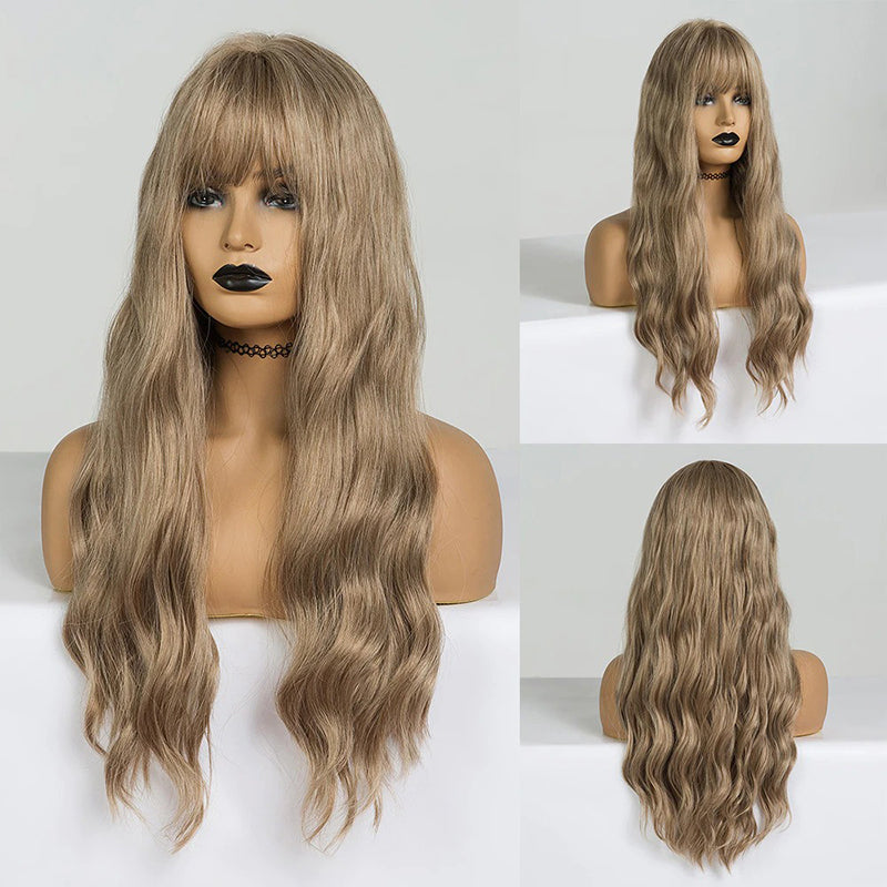Luna Women's Wavy Hair Wig | High-Temperature Fiber, Stylish Bangs 13