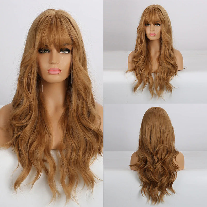 Luna Women's Wavy Hair Wig | High-Temperature Fiber, Stylish Bangs 21