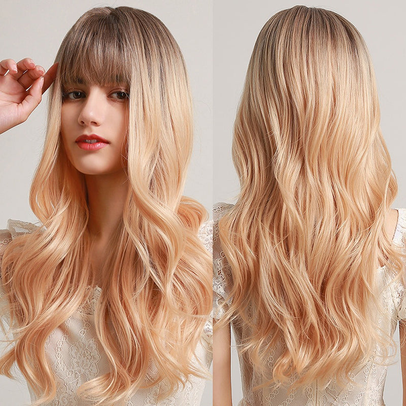 Luna Women's Wavy Hair Wig | High-Temperature Fiber, Stylish Bangs 9