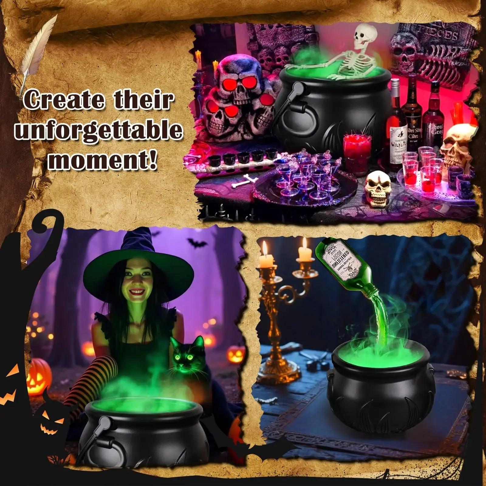 Misty Witch's Cauldron Fog Maker | Spooky Halloween Decoration, USB Powered 1