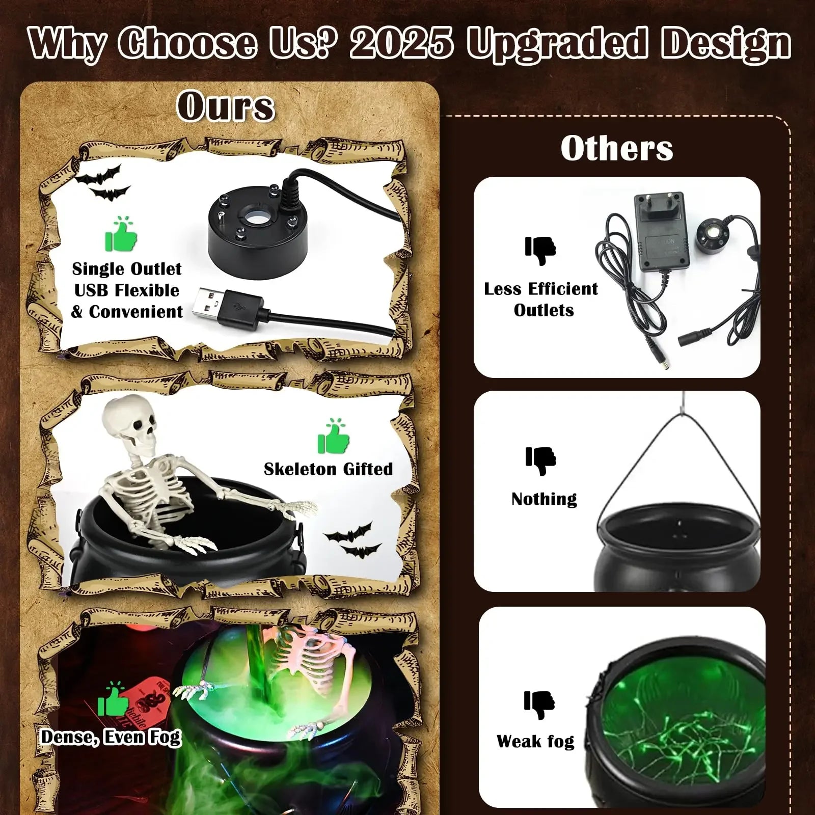 Misty Witch's Cauldron Fog Maker | Spooky Halloween Decoration, USB Powered 2