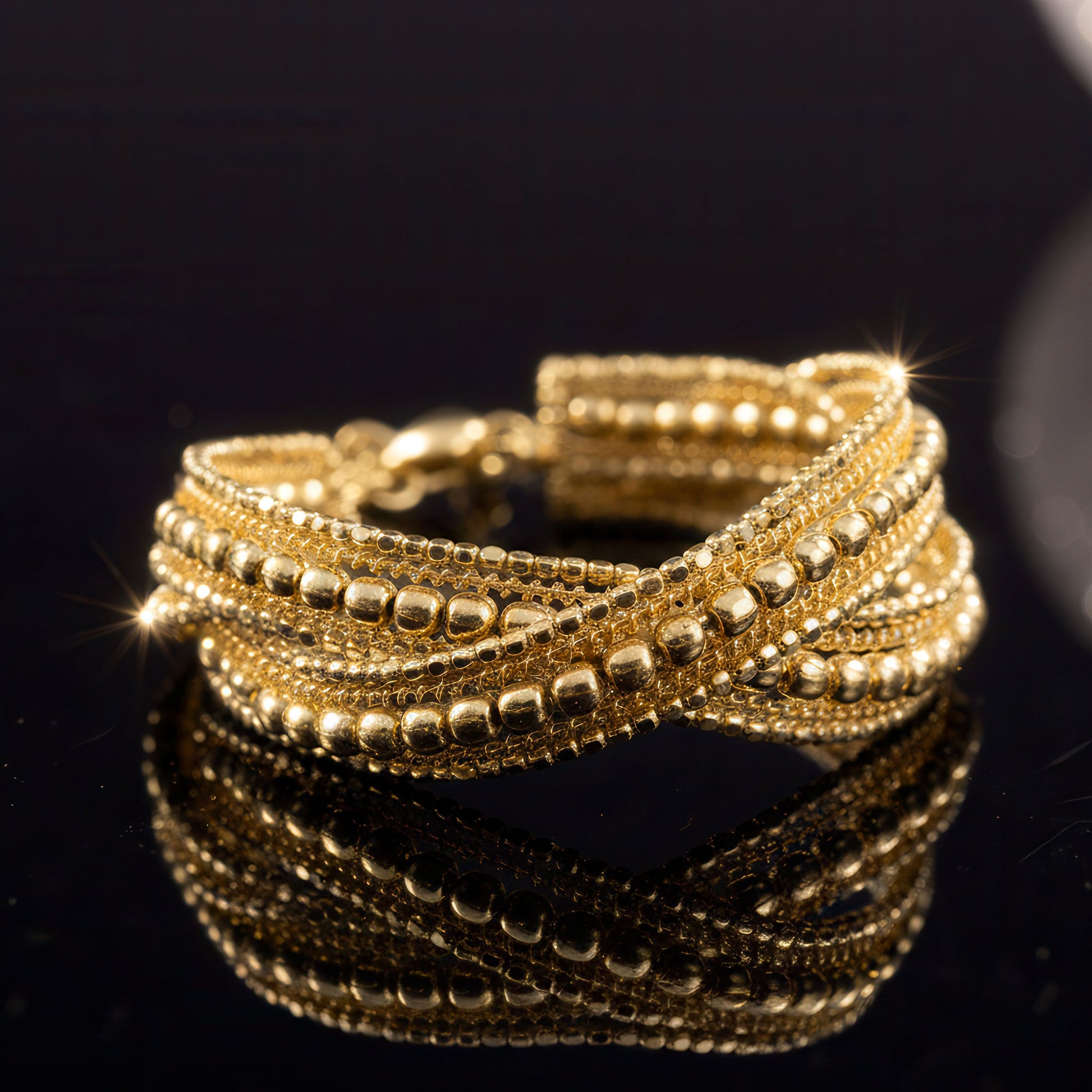 Pavo Women's Gold Bangle Bracelet | Adjustable Anti-Tarnish Cuff 3