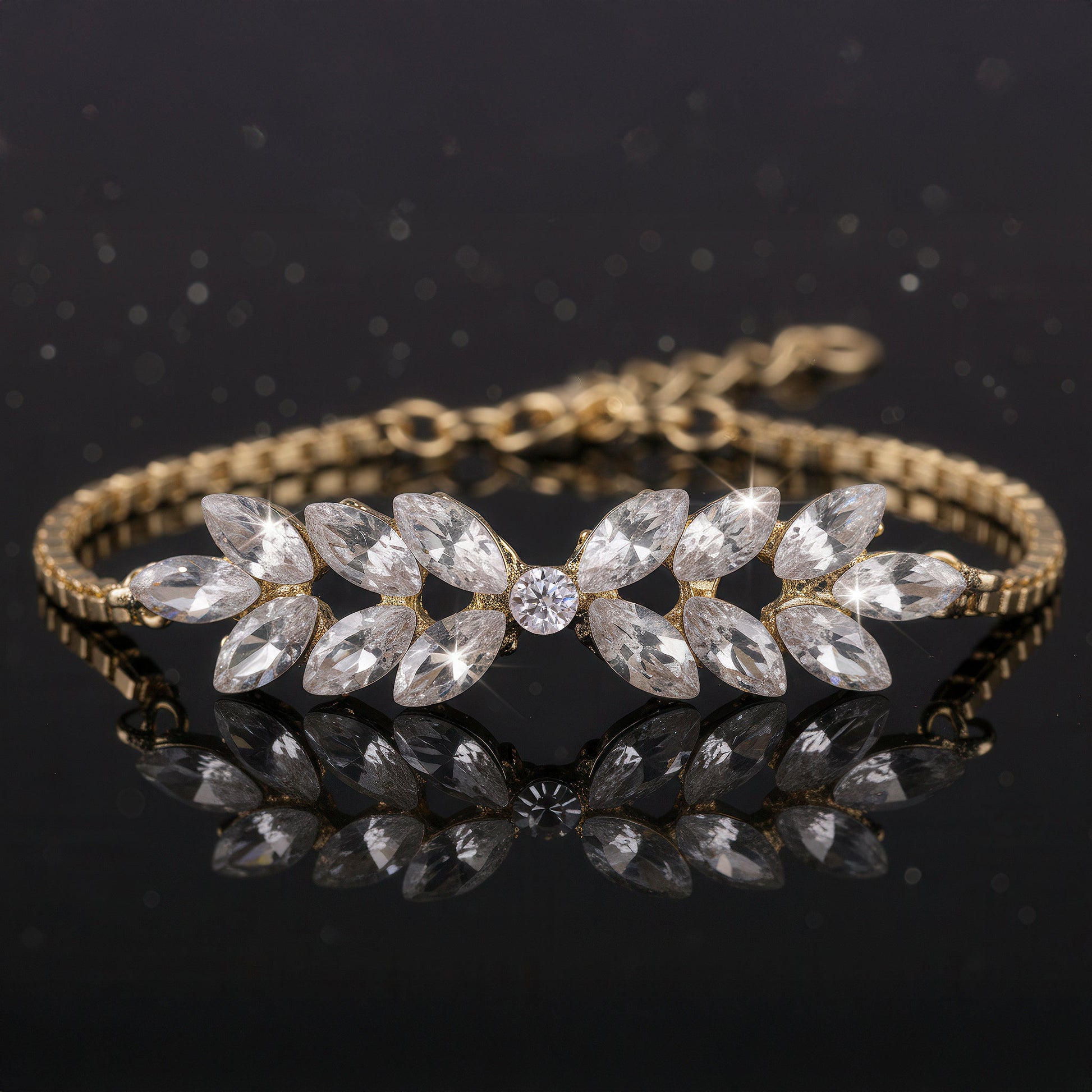 Pera Women's Bracelet | Nature-Inspired Chain with Crystal Accents 3