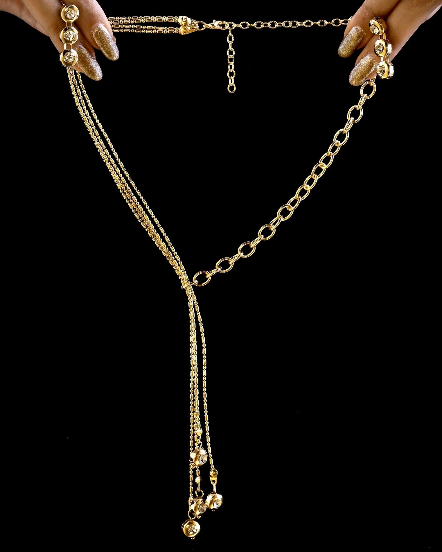 Pera Women's Bridal Necklace and Earring Set | Elegant Y-Shaped Design with Crystal Accents 2