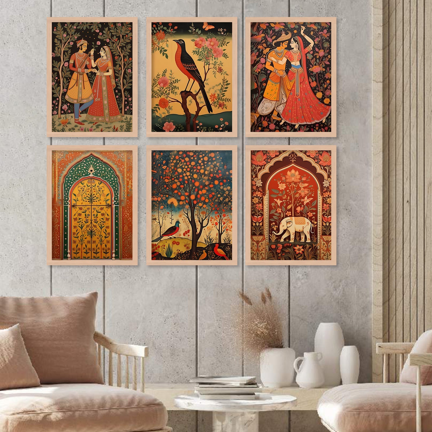 Pichwai Art Framed Prints Set | Intricate Traditional Indian Decor 0