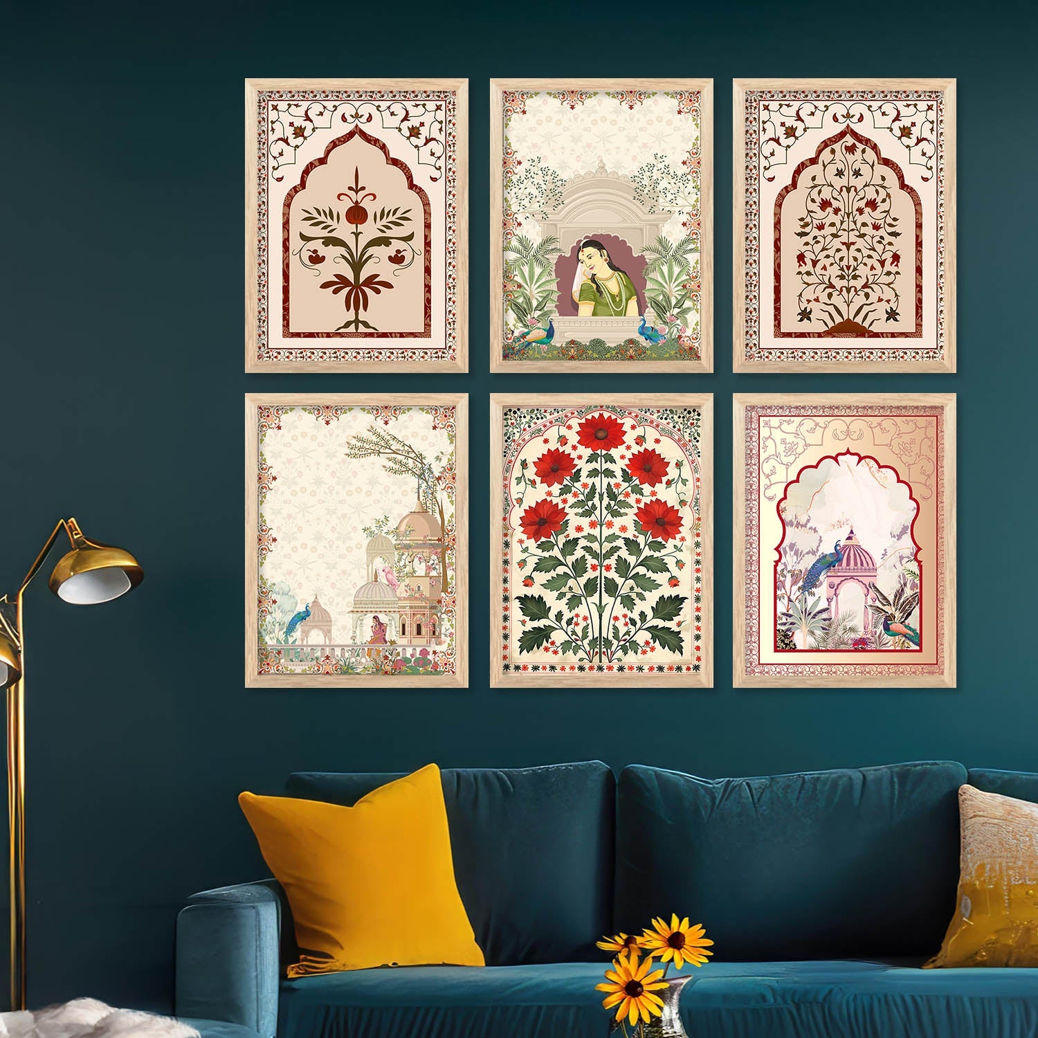 Pichwai Framed Art Prints | Traditional Indian Design, Set of 6 1