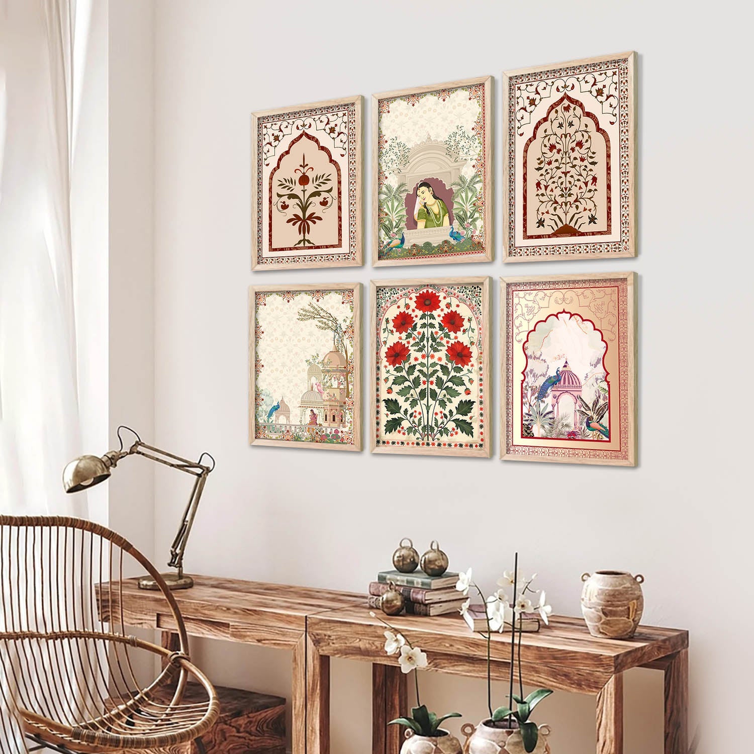 Pichwai Framed Art Prints | Traditional Indian Design, Set of 6 3