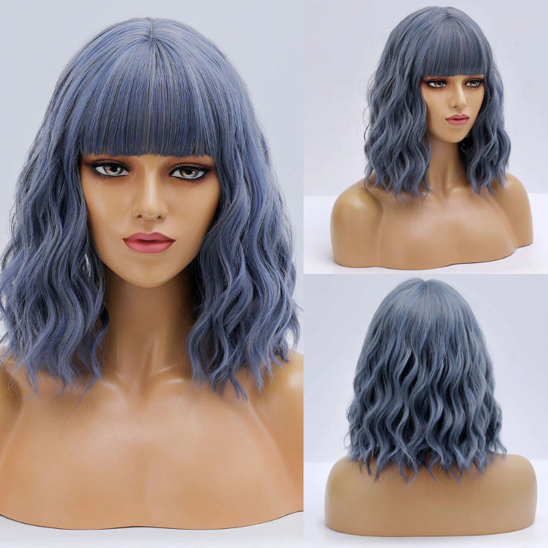 Poppy Women's Bob Wig | Wavy Purple Ombre with Bangs 2