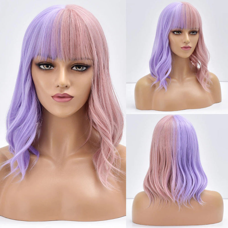 Poppy Women's Bob Wig | Wavy Purple Ombre with Bangs 27