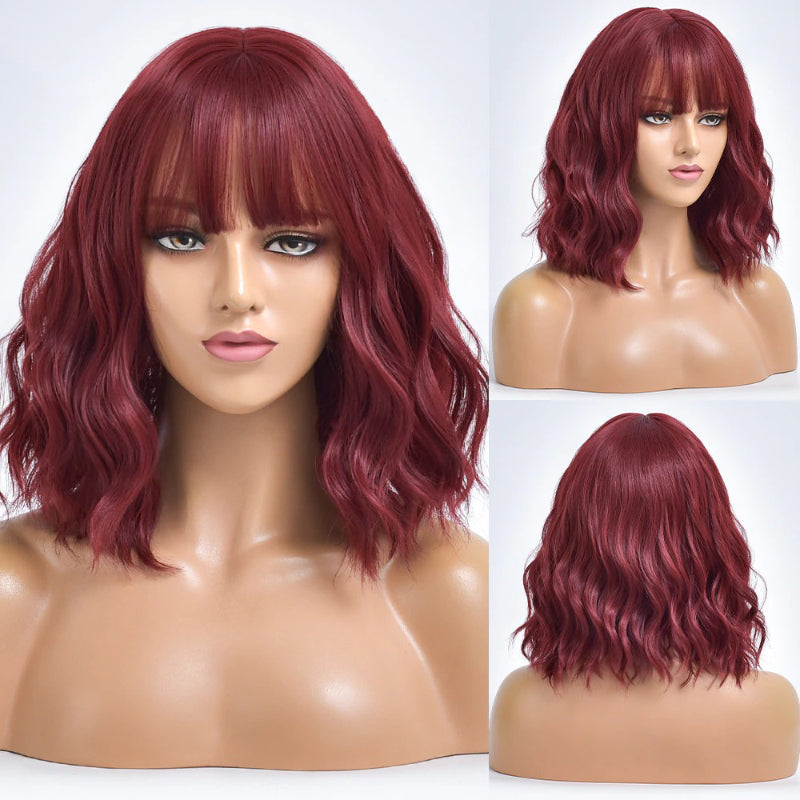 Poppy Women's Bob Wig | Wavy Purple Ombre with Bangs 6