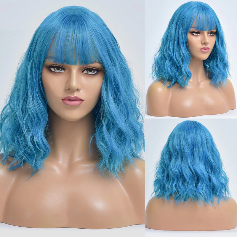 Poppy Women's Bob Wig | Wavy Purple Ombre with Bangs 8