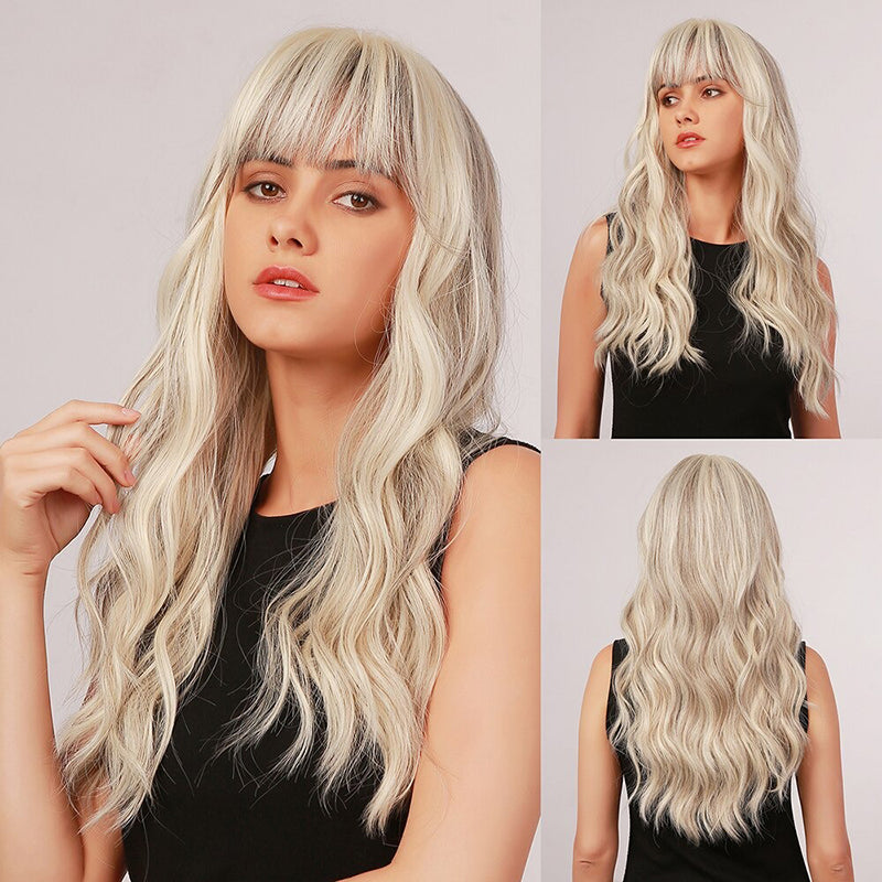 Sophie Women's Wavy Wig | Ombre Pink with Bangs 11