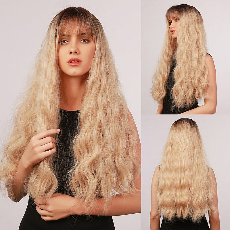 Sophie Women's Wavy Wig | Ombre Pink with Bangs 28