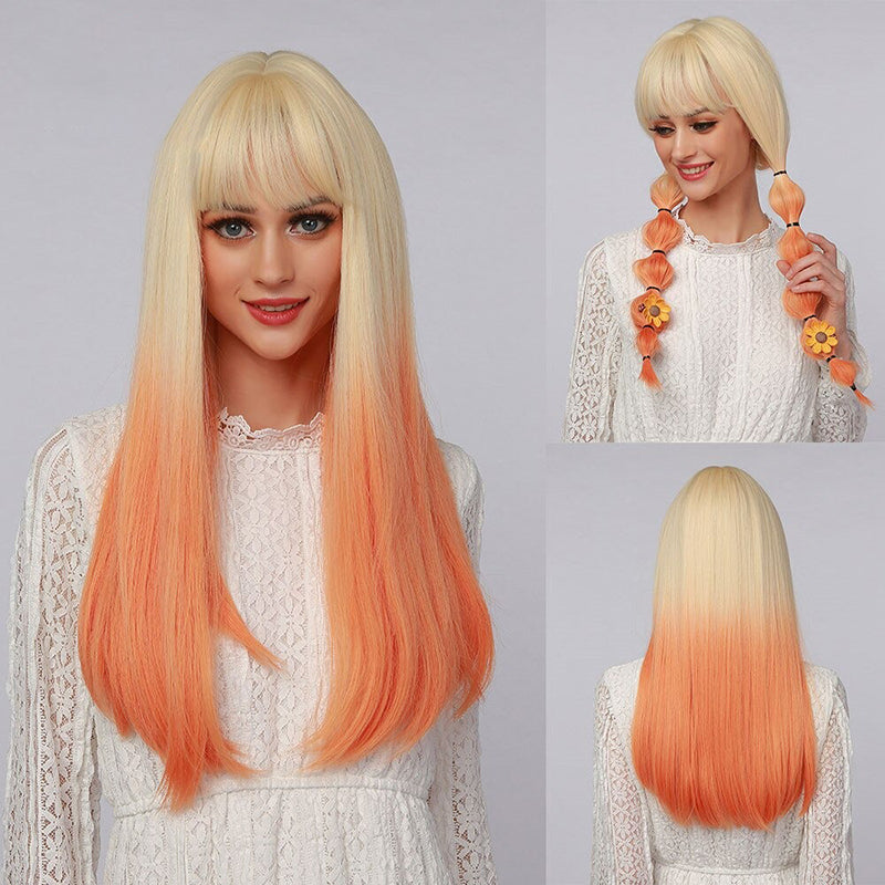 Sophie Women's Wavy Wig | Ombre Pink with Bangs 29