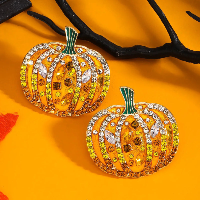 Sparky Women's Drop Earrings | Ghost and Pumpkin Design 4