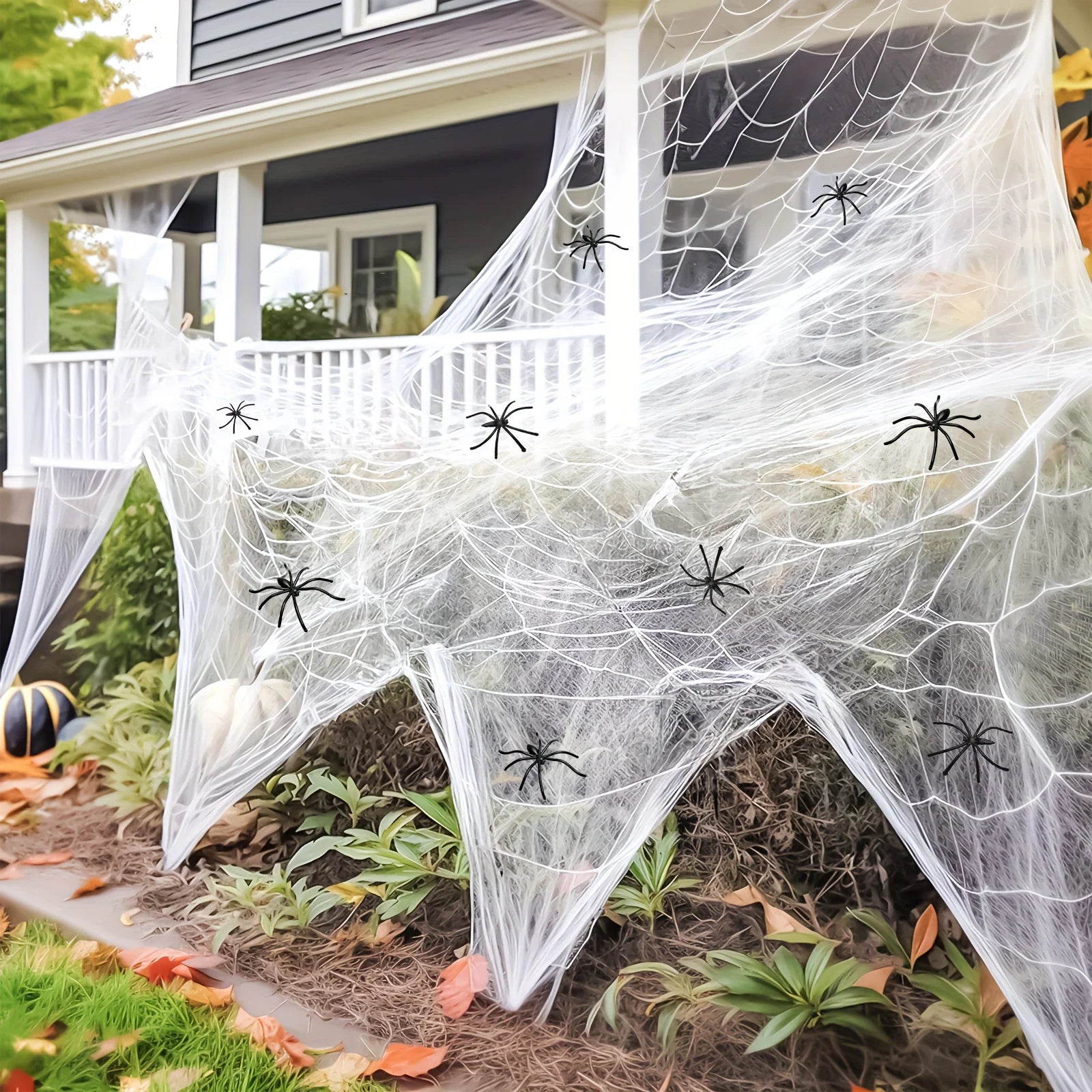 Spooktacular Spider Webs Halloween Decor | 60 Soft Cobwebs & 10 Spiders, Indoor/Outdoor 0