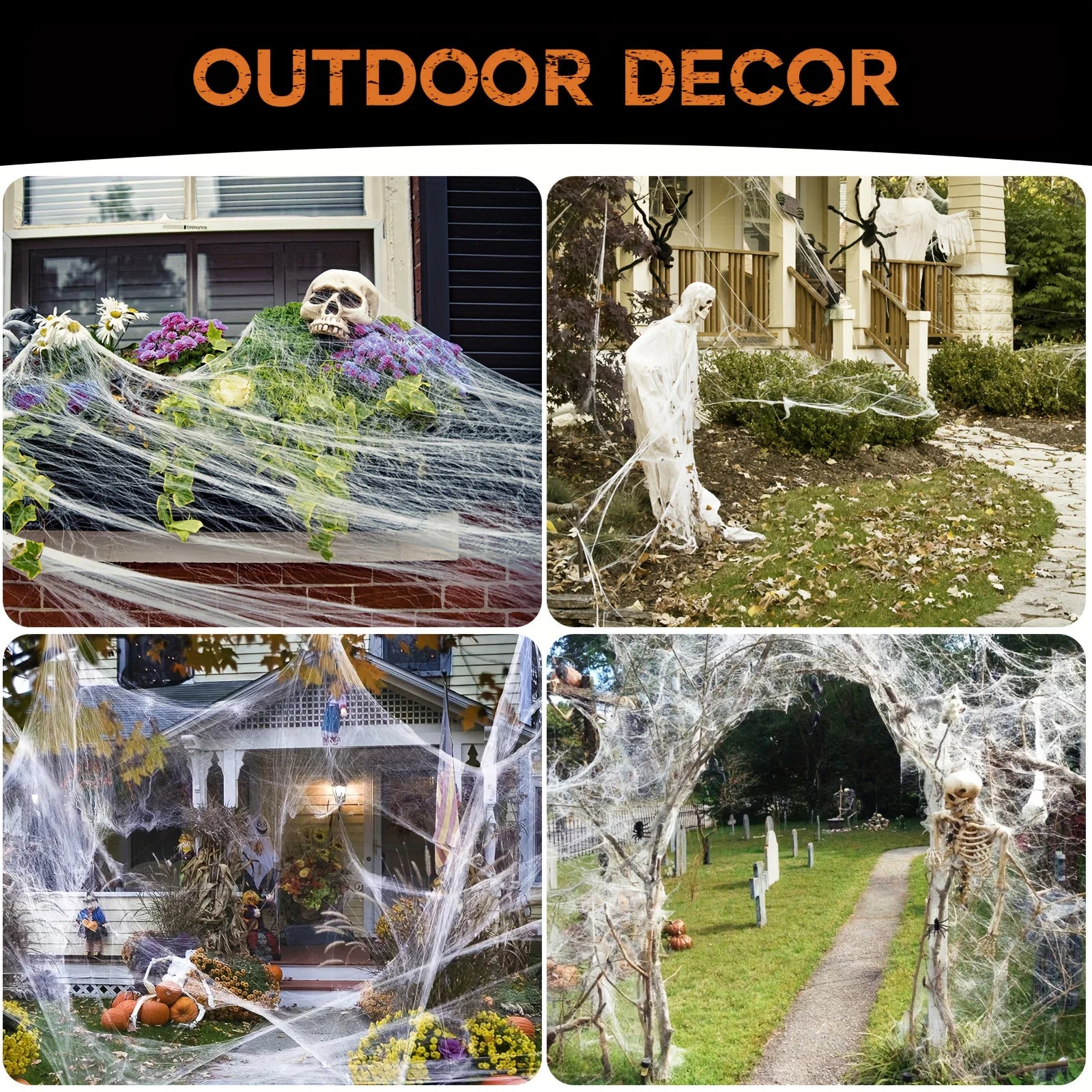 Spooktacular Spider Webs Halloween Decor | 60 Soft Cobwebs & 10 Spiders, Indoor/Outdoor 3