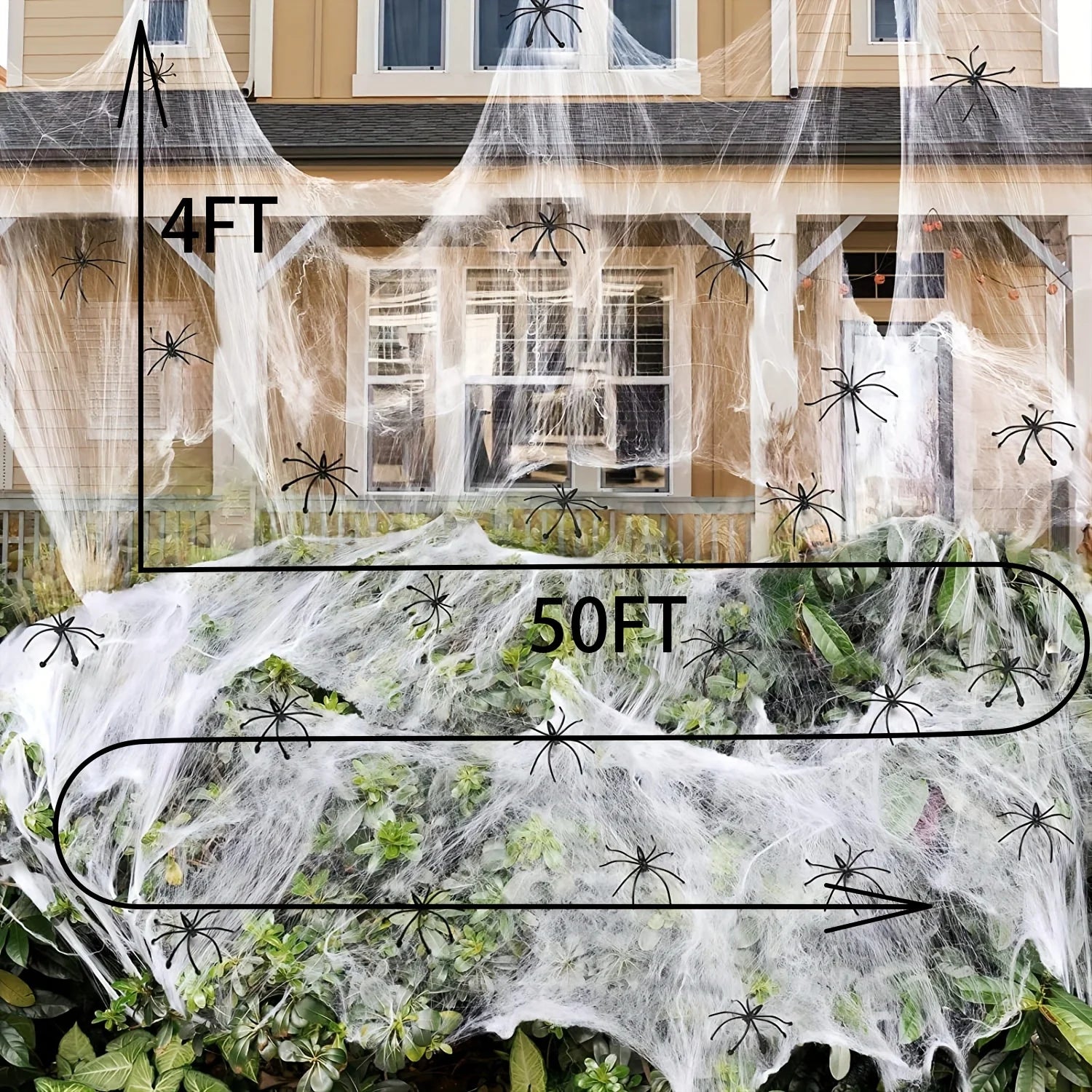 Spooktacular Spider Webs Halloween Decor | 60 Soft Cobwebs & 10 Spiders, Indoor/Outdoor 4