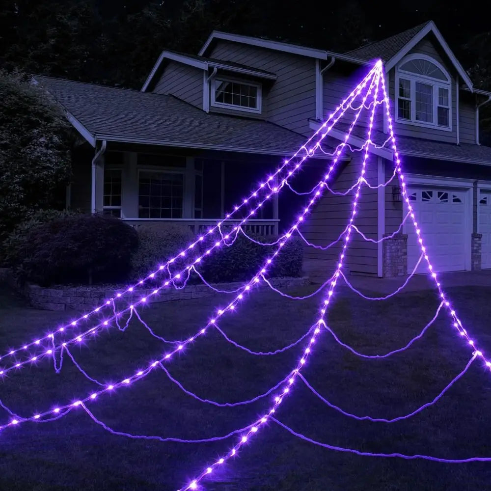 Spooky Spider Web Halloween Lights | 250 LEDs, Waterproof Outdoor Decoration 3