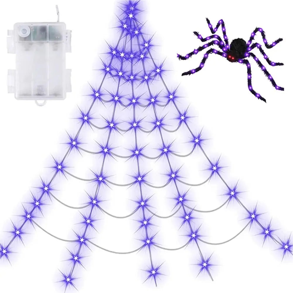 Spooky Spider Web Halloween Lights | 250 LEDs, Waterproof Outdoor Decoration 4