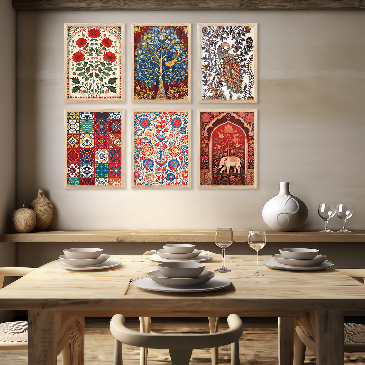 Tina Home Decor Framed Art Prints | Traditional Indian Art Set of 6 5