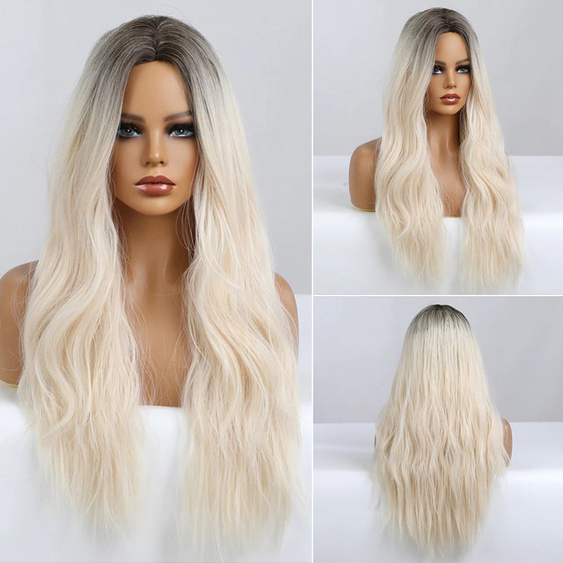 Vera Women's Long Wavy Wig | Ombre Pink, Synthetic Fiber 17