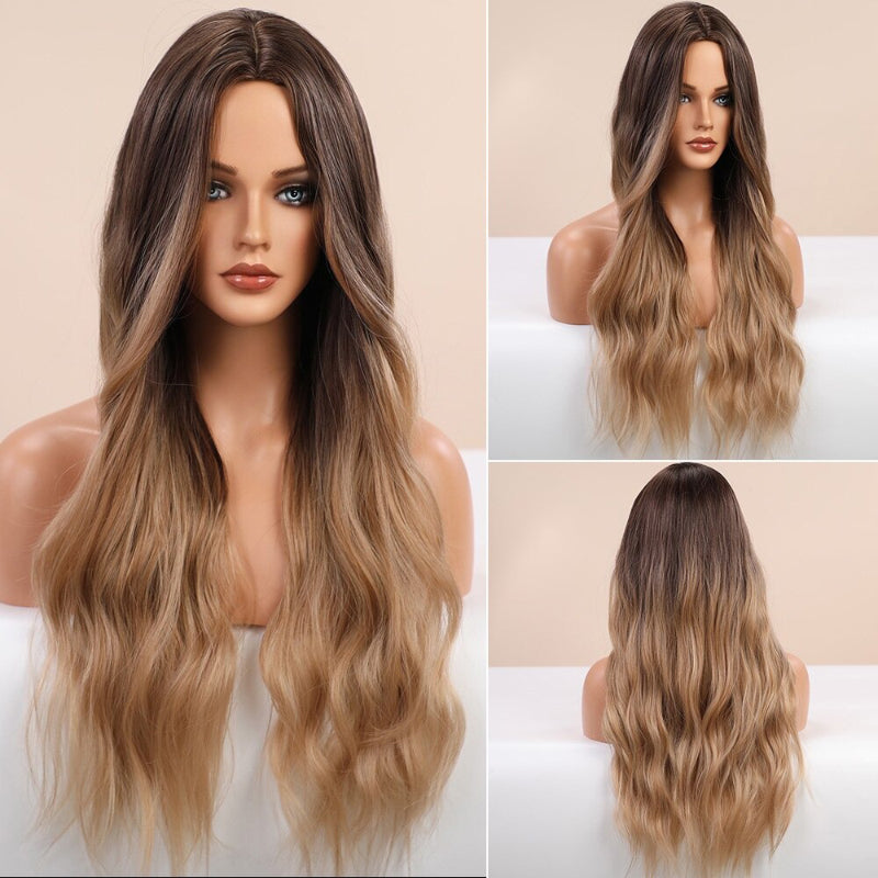 Vera Women's Long Wavy Wig | Ombre Pink, Synthetic Fiber 2