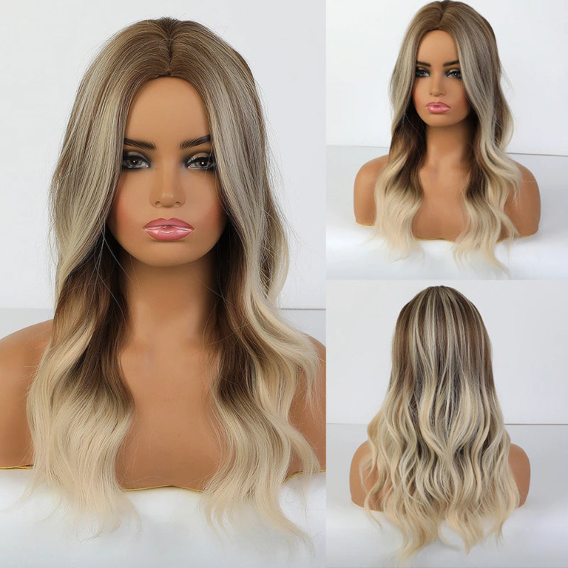 Vera Women's Long Wavy Wig | Ombre Pink, Synthetic Fiber 20