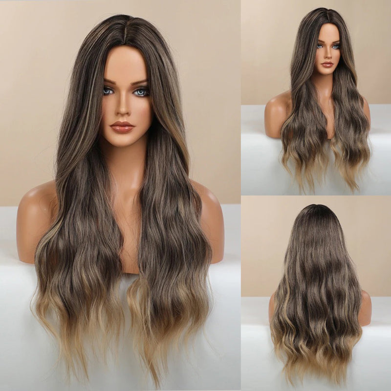 Vera Women's Long Wavy Wig | Ombre Pink, Synthetic Fiber 22