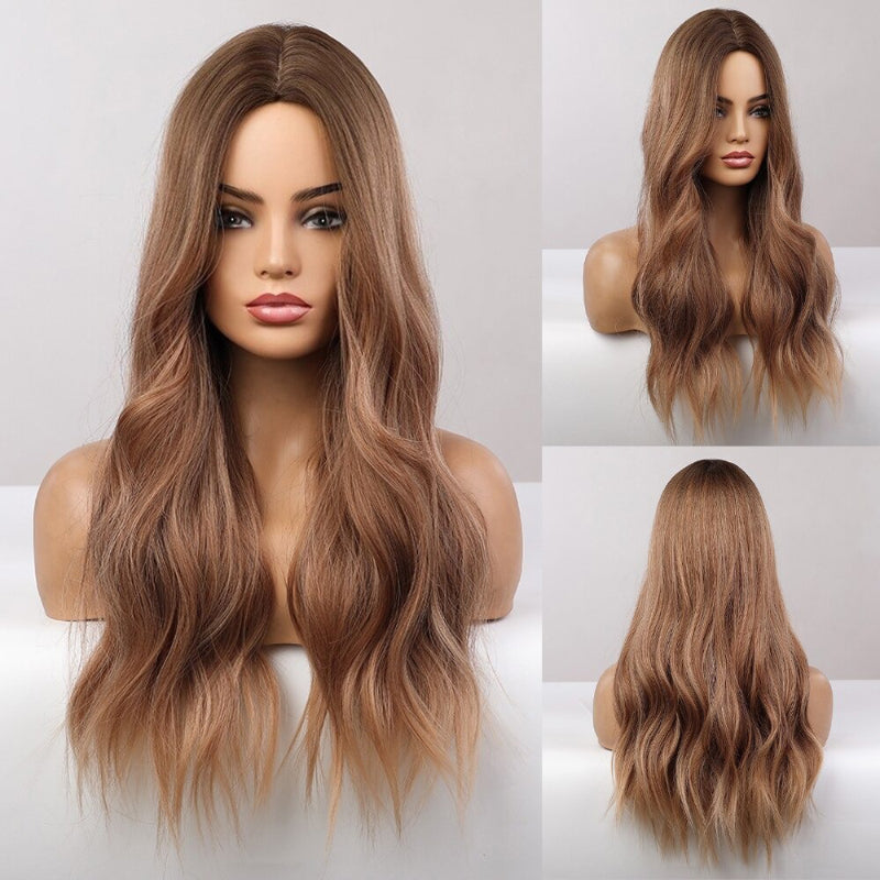 Vera Women's Long Wavy Wig | Ombre Pink, Synthetic Fiber 26