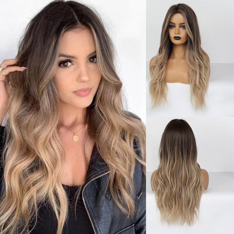 Vera Women's Long Wavy Wig | Ombre Pink, Synthetic Fiber 3