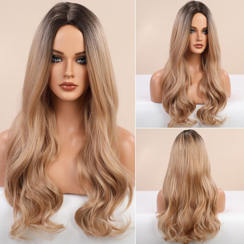 Vera Women's Long Wavy Wig | Ombre Pink, Synthetic Fiber 5