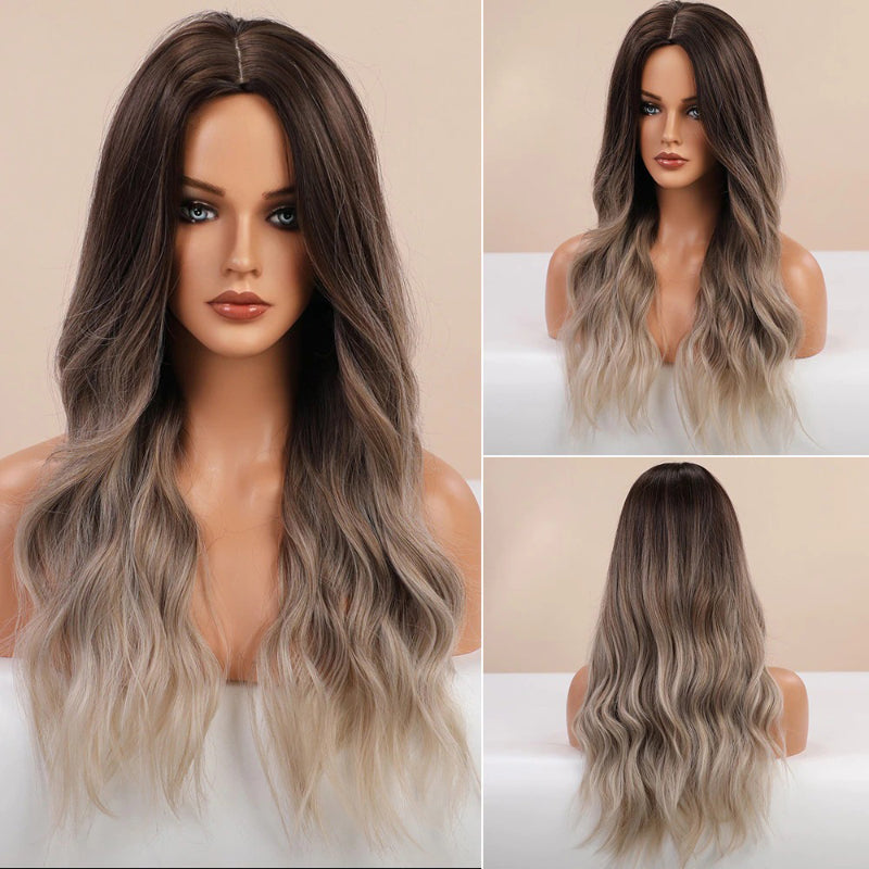 Vera Women's Long Wavy Wig | Ombre Pink, Synthetic Fiber 6