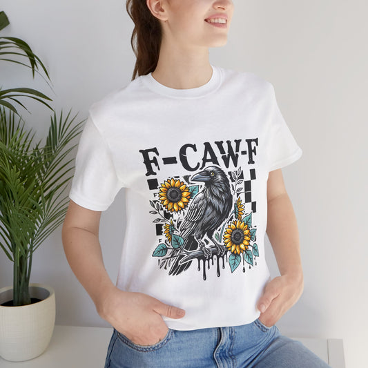 Raven & Sunflower Graphic Tee, F-CAW-F Unisex Shirt, Boho Style, Nature Lovers Gift, Casual Fashion, Festival Wear
