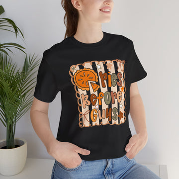 Funny Orange Slice Tee - "Retro Fall Pies Before Guys" Unisex Shirt